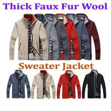 Men Cardigan Sweaters Autumn Winter SweaterCoat Male Thick Faux Fur Wool Men Cardigans Casual Knitwear Plus Size M-4XL 2024 - buy cheap