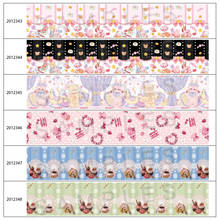 Cartoon Bear Lolita Flowers 50 Yards Printed Grosgrain/satin Ribbon Hair Accessories 2024 - buy cheap