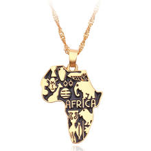 Africa Map Pendant Necklace for Women/Men Ethiopian Jewelry Wholesale African Maps Hiphop Necklace Supplies 2024 - buy cheap