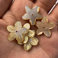 2pcs  Carven Yellow Shell Flower Pure Natural Material Petals 3D Flower Beads For Handmade Necklace DIY Jewelry Making 2024 - buy cheap