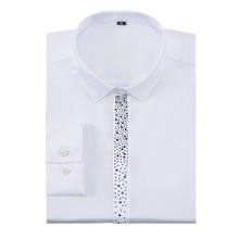 Camisas sociais dos homens do estiramento branco manga longa moda elastano não-ferro dos homens vestido camisa sólida anti-rugas roupas masculinas casuais 2024 - compre barato