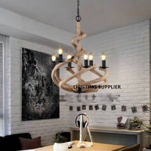 Американский Лофт ретро промышленный креативный кованый железный светильник для ресторана кофейного бара гостиной оснастки пеньковая веревка люстра 2024 - купить недорого
