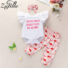 ZAFILLE Flamingo Baby Girl Clothes Set Summer Ruffles Girl Bodysuit +Pants Baby Set Newborn in 2021 Baby Clothes Outfits 2024 - buy cheap