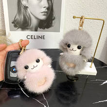 Natural Cute Real Mink Fur Sheep Toy Keyring Pompom Bag charm ornaments Car Phone Pendant Keychain Gift 2024 - buy cheap