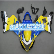 Kit de carenagem para os modelos gsxr600 750, gsxr600, gsxr 750, k4, 04, 05 2004 e 2005, cor azul e amarelo 2024 - compre barato