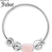 Thomas-pulsera de eslabones con forma de corazón de loto para mujer, joyería de moda, color plateado, regalo, joyería 2024 - compra barato