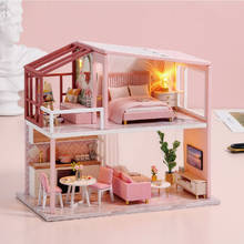 Casa de muñecas de madera para manualidades, casa de muñecas en miniatura con Kit de muebles, Juguetes LED para niños, regalo de cumpleaños y Navidad, QL003 2024 - compra barato