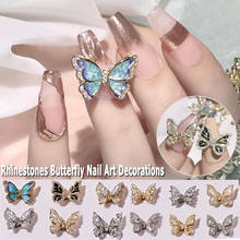 3D украшения для ногтей, 1 шт., машущий хрустальными крыльями, бабочкой, роскошные циркониевые подвески, имитация дизайна, аксессуары для маникюра 2024 - купить недорого