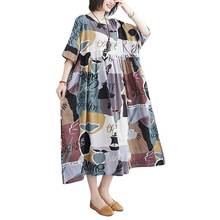 ARCSINX Oversized Women's Dress Large Size 4XL 5XL 6XL 7XL 8XL Casual Summer Women's Dresses Korean Print Cotton Dress Woman 2024 - buy cheap