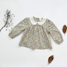 Korean Style New 2020 Autumn Baby Girls Floral Blouses Loose Kids Tops Peter-pan Collar Toddlers Children Shirts 2024 - buy cheap