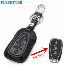 FLYBETTER Genuine Leather 4Button Smart Key Case Cover For Chevrolet Cruze/Malibu XL/Spark/Cmaro   L598 2024 - buy cheap