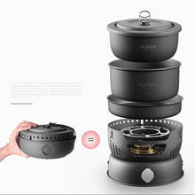 ALOCS Outdoor Camping Portable Cookware Set Camping Stove Outdoor Bowl Picnic Cooking Utensil Stove Pot Bowl Pan Alcohol Stove 2024 - buy cheap