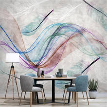 Mlofi custom large wallpaper wallpaper Nordic retro feather abstract lines modern minimalist TV background wall painting 2024 - buy cheap