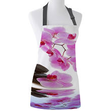 Avental de impressão reflexão flor de orquídea rosa, avental unissex de cozinha com gola ajustável para cozinhar jardinagem 2024 - compre barato