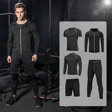 Conjunto de roupas esportivas de compressão para homens, roupas esportivas de secagem rápida para corrida, treinamento, academia e malhação, 2021 2024 - compre barato