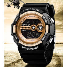 Sanda relógio digital esportivo masculino, relógios de pulso com cronógrafo para homens, à prova d'água, preto, relógio militar de quartzo, geneva 2024 - compre barato