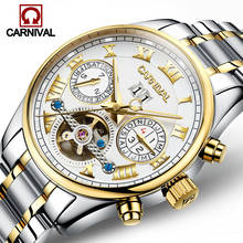 Carnival tourbillon design automatic mechanical brand men's watches fashion waterproof luminous watch luxury  steel White Dial 2024 - buy cheap