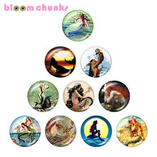 Meninas da sereia 10 pces misturados 12mm/18mm/20mm/25mm redondo foto de vidro cabochon demo flat back fazendo descobertas s4984 2024 - compre barato