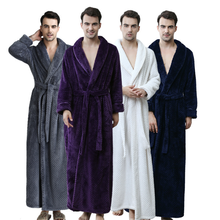 Thick Warm Winter Bathrobe Men Soft as Silk Extra Long Kimono Bath Robe Male Dressing Gown for Mens Coral Velvet Robes 2024 - buy cheap