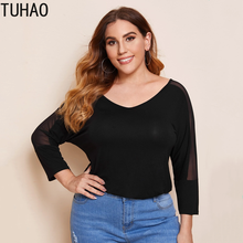 Tuhao 8xl 7xl 6xl 5xl plus size preto bottoming topo blusas de tamanho grande roupas para mulheres blusas camisa blusa feminino wm23 2024 - compre barato