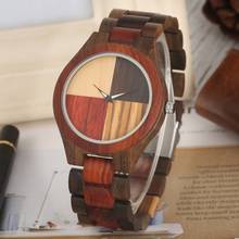 Reloj de pulsera de madera para hombre, accesorio de pulsera de cuarzo con esfera de empalme en 4 colores, estilo Retro, de lujo 2024 - compra barato