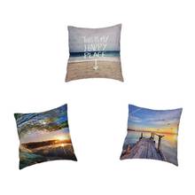 Siberian Style Ocean Coastline Landscape Cushion Cover Text Surf Seagull Anchor Beach Sunset Home Sofa Decoration Throw Pillow 2024 - buy cheap