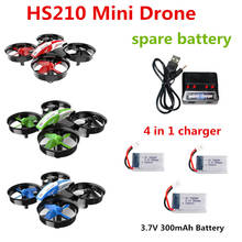 HS210 Drone Battery 3,7 V 300mAh /4 в 1 зарядное устройство для HS210 Mini RC Drone Accessories Battery 2024 - купить недорого