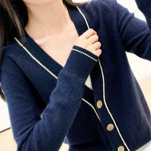 2020 New Spring Autumn Women's Knit Sweater Cardigan Short Jacket Fashion V-neck Casual Tops Student Coat Cardigan Sweaters 3218 2024 - buy cheap