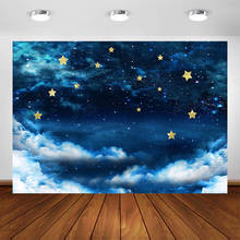 Fondo de fotografía cielo estrellado azul noche bebé recién nacido estudio fotográfico fondo de estrellas pequeñas decoraciones para fiesta de cumpleaños Accesorios 2024 - compra barato