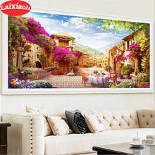 Full Diamond Embroidery European style, city garden Diy Diamond Cross-stitch Open air restaurant Diamond Mosaic Painting Decor 2024 - buy cheap