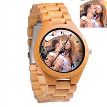 Men's Watch 2020 Natural Bamboo Watches customize with own logo Photo Quartz Wristwatch relogio masculino Gift for Male Clock 2024 - buy cheap