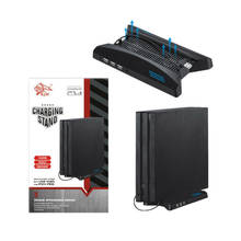 Подставка для консоли PS4 Pro, вертикальная зарядная док-станция с 3 зарядными устройствами HUB2.0 2024 - купить недорого