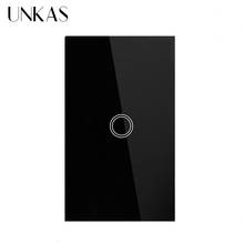 UNKAS US Standard Smart Switch 1 Gang 1 Way Touch Sensor Switch power Luxury Crystal Glass Single Fire Line Wall Light Switch 2024 - buy cheap