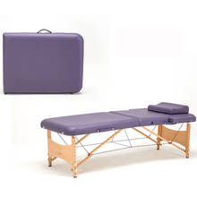 Foldable portable salon beauty salon SPA tattoo furniture beech wooden leather patio facial massage bed table with bag pillow 2024 - buy cheap