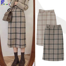 Winter Spring Basic Skirts Women's A-Line Vintage Skirt Grid Pattern Plaid Skirt High Waist Korea Style Design Clothes 10514 2024 - buy cheap