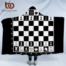 Beddingtomada tabuleiro de xadrez com capuz cobertor, microfibra jogos, cobertor de lã, preto e branco, vestível, quadrado, adolescentes, cama 2024 - compre barato
