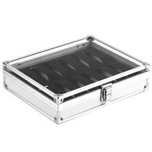 Caja de relojes de aluminio útil, caja de almacenamiento de exhibición de relojes de joyería con 12 ranuras de rejilla, caja cuadrada de gamuza, soporte de reloj rectangular interior 2024 - compra barato