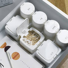 Mini caixa de plástico para armazenamento, caixa de armazenamento com botão de tampa, organizador de mesa mesa pop-up, recipiente de cotonete de joias e palito de dente 2024 - compre barato
