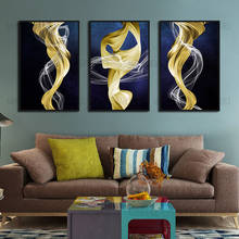 Home Decoration Painting Poster Gold and White Abstract Painting Streamer Living Room Bedroom Wall Art Decoration Hd Print Canva 2024 - buy cheap