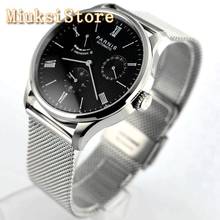 Parnis 42mm Men's Luxury Business Watch Silver Case Black Dial Sea gull Power Reserve Movement Stainless Steel Automatic Watch 2024 - buy cheap