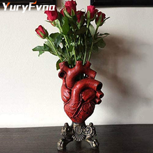 YuryFvna Anatomical Heart Vase Resin Flower Pot Sculpture Model Modern Countertop Desktop Table Desk Flower Vase Decoration 2024 - buy cheap