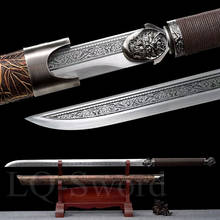 Outdoor Samurai Katana Real Steel Battle Ready Handmade Dragon Tsuba Full Tang Sword with Totem Blade Sharp Home Decor Craft 2024 - купить недорого