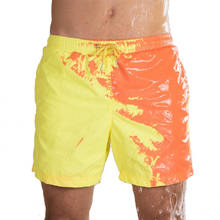 Shorts de praia masculino, mudança mágica de cor, calção de banho de secagem rápida 2024 - compre barato