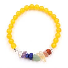 Handmade Weave Irregular Shape Rainbow Stone with Many Colors Round Beads Elastic Bracelet Fashion Jewelry 2024 - buy cheap