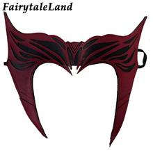 Halloween Superheroine Scarlet Cosplay Headwear Wanda Mask Red Faux Leather Witch Costume Acessories Headgear 2024 - buy cheap