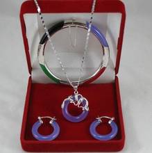 Party Jewellery niceWonderful Multicolor Jade Circle Dragon Pendants Necklace Earring Bracelet 2024 - buy cheap
