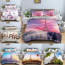 Romantic Paris Tower Landscape Comforter Duvet Cover Decor 2/3 Pieces Couple Bedding Set and pillowcase Single Double king Size 2024 - buy cheap