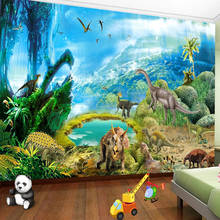 Custom Self-Adhesive Mural Wallpaper 3D Stereo Dinosaur World Animal Fresco Children's Room Background Stickers Papel De Parede 2024 - buy cheap