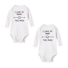 Baby Bodysuit Newborn Baby Long Sleeves Kids Clothes I LOVE MY DAD/MOMMY THIS MUCH Letter Print Twin Baby Matching Jumpsuit 2024 - купить недорого