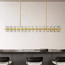 Lámpara de araña posmoderna para comedor, barra de cristal creativa, estilo de lujo, simple, larga, de escritorio frontal 2024 - compra barato